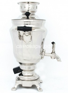Электрический самовар из латуни никелированный на 1,5 литра форма "Тюльпан" с защитой от выкипания в Чайковском - chajkovskij.mebel-74.com | фото