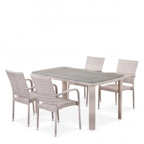 Комплект плетеной мебели T256C/Y376C-W85 Latte (4+1) + подушки на стульях в Чайковском - chajkovskij.mebel-74.com | фото