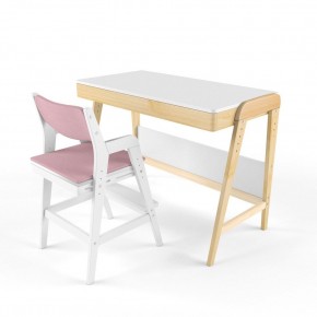 Комплект растущий стол и стул с чехлом 38 попугаев «Вуди» (Белый, Белый, Розовый) в Чайковском - chajkovskij.mebel-74.com | фото