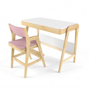 Комплект растущий стол и стул с чехлом 38 попугаев «Вуди» (Белый, Береза, Розовый) в Чайковском - chajkovskij.mebel-74.com | фото