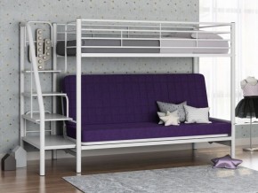 Кровать двухъярусная с диваном "Мадлен-3" (Белый/Фиолетовы) в Чайковском - chajkovskij.mebel-74.com | фото