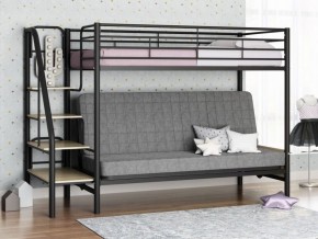 Кровать двухъярусная с диваном "Мадлен-3" (Черный/Серый) в Чайковском - chajkovskij.mebel-74.com | фото
