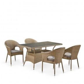 Обеденный комплект плетеной мебели T198B/Y79B-W56 Light Brown (4+1) в Чайковском - chajkovskij.mebel-74.com | фото