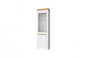 Шкаф с витриной  1V1D, TAURUS, цвет белый/дуб вотан в Чайковском - chajkovskij.mebel-74.com | фото